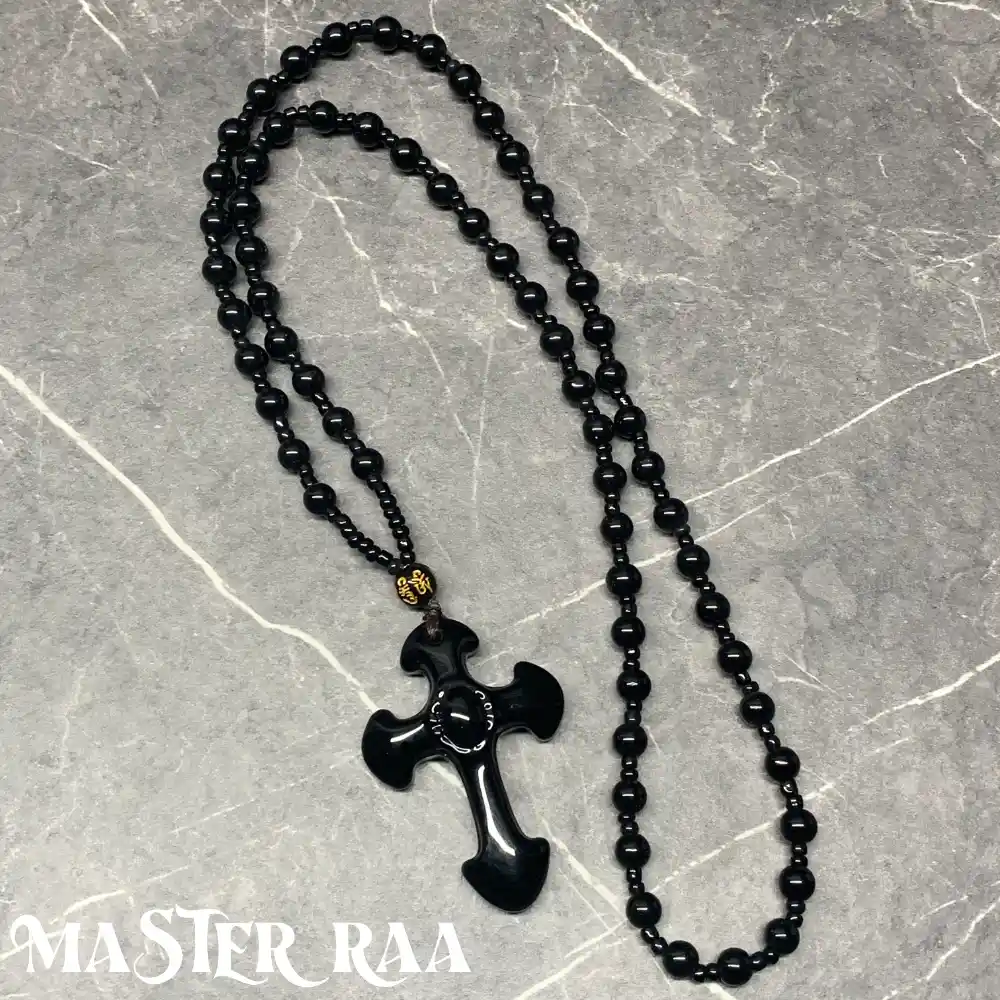 Black Onyx Holy Cross Crystal Pendant