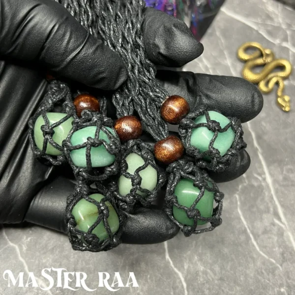 Green Aventurine Pendant Necklace – Black Rope