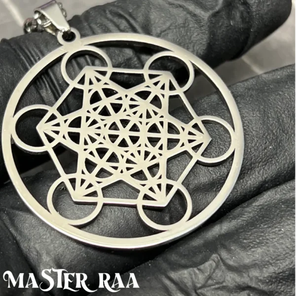 Sacred Geometry Pendant – Silver Stainless Steel Close-Up