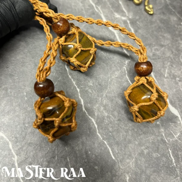 Tigers Eye Crystal Pendant Necklace – Brown Rope